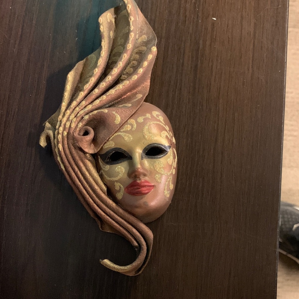 Decorative Mask with Gold and Brown Accents